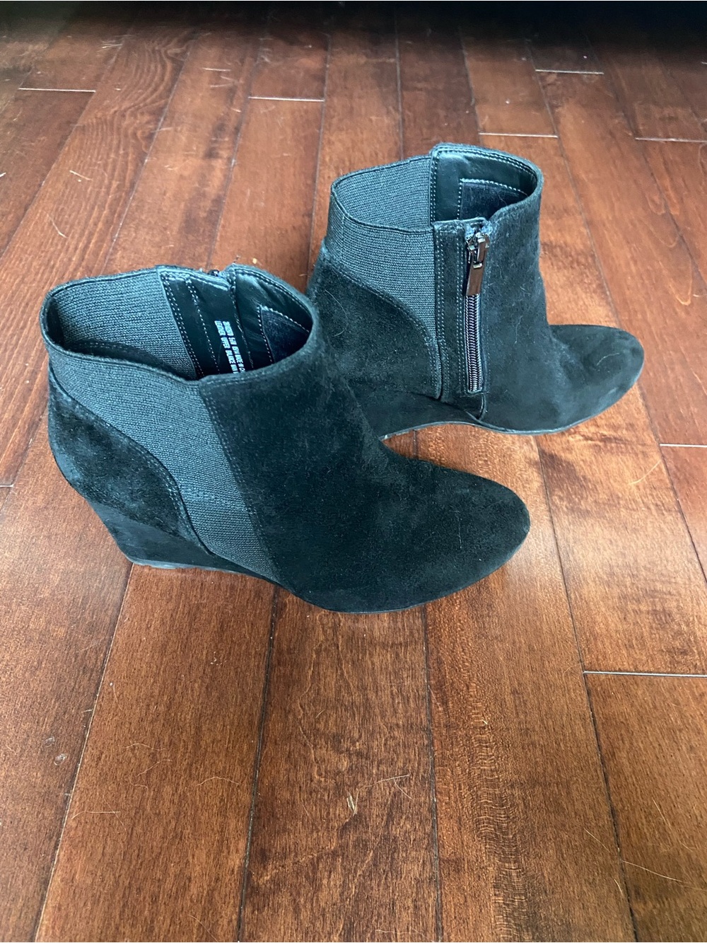 Clarks Black Suede Wedge Ankle Booties